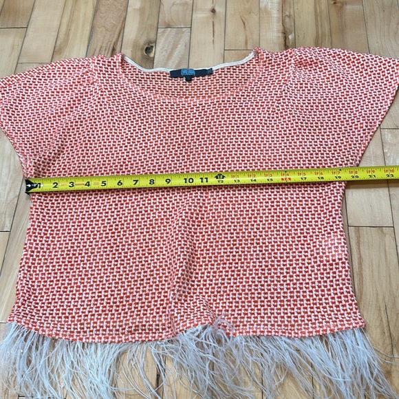 Eva Franco Open Knit Top with Feathers - Picture 6 of 7